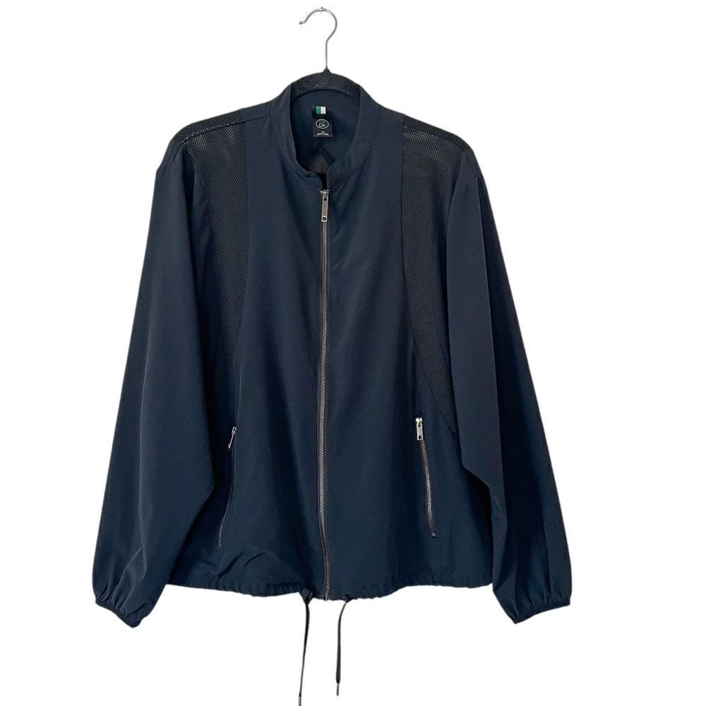 2LIV Athletic Jacket Black Zip Up Lightweight Jacket Mesh Accents Plus Size 1X